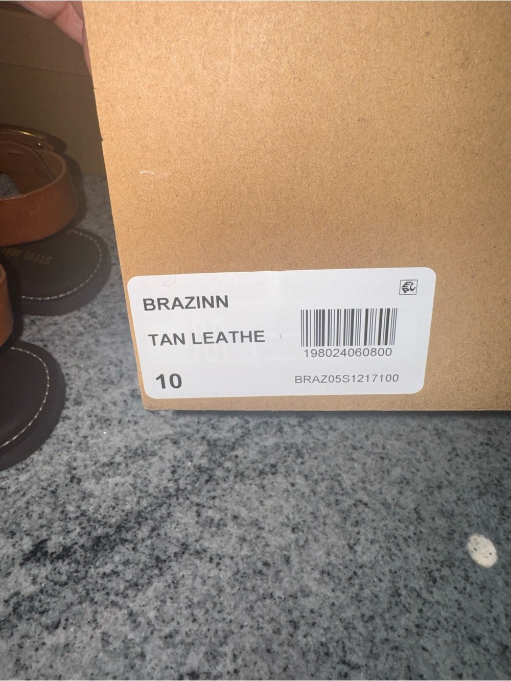 Steve Madden Brazinn Tan Cognac Brown T‑Strap Leather Sandals - Picture 5 of 5